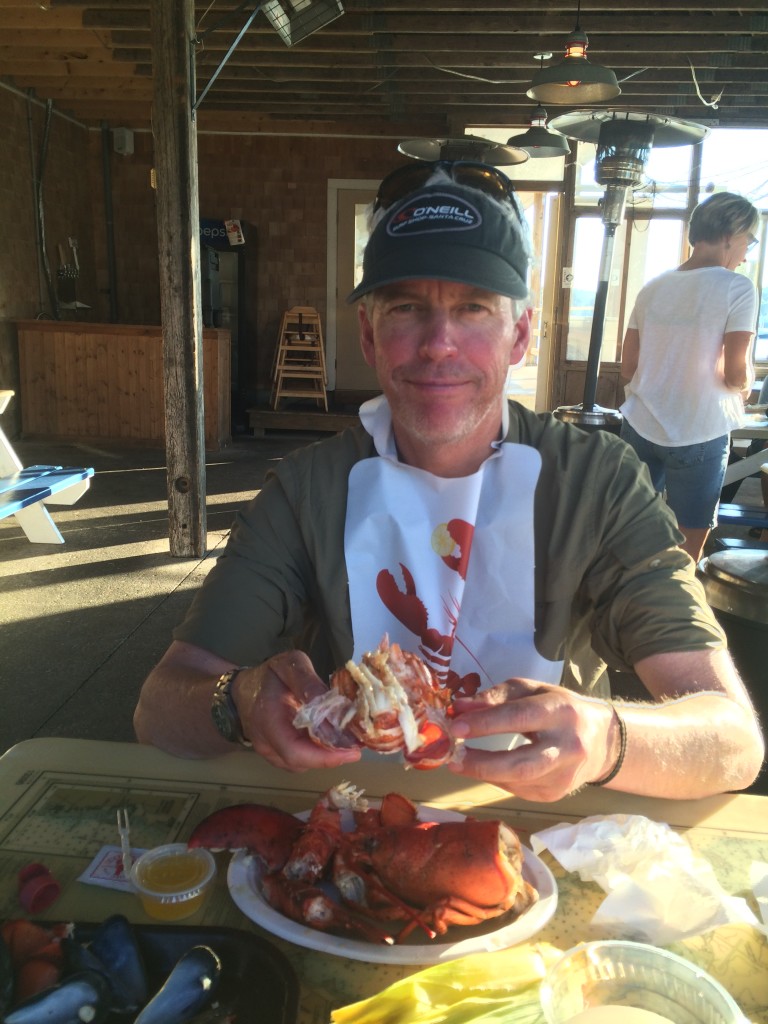 Mike enjoying lobster.